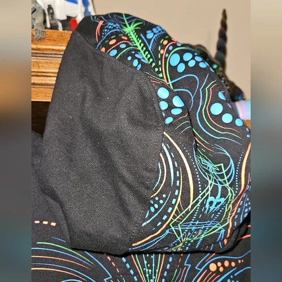 Raver Hoodie Vest Mens XL Public Beta UV Psychedelic Festival Wear - Picture 7 of 10